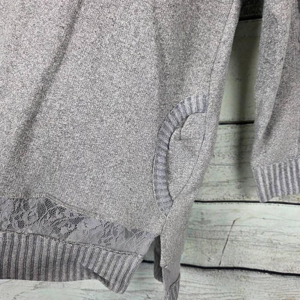 Maurices 1X Gray Lace Trim V-Neck Sweater - Picture 3 of 8